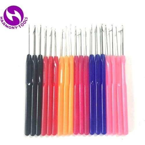 FREE SHIPPING 50 Pieces Random Mix Colors Plastic Crochet Hook Pulling Knitting Needles for Micro Rings I tip Hair Extensions