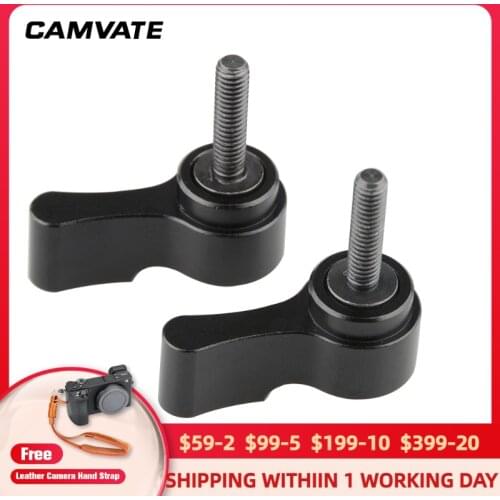 CAMVATE 2pc Aluminum Alloy M4 Male Threading 15mm Rotating Knob Adjustable Thumb Lever Screw For DSLR handle grip 15mm Rod Clamp