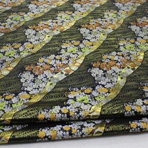 CF562 Black Japanese Style Cherry Blossom Jacquard Nishijin Brocade Fabric Japanese Kimono Clothing Fabric DIY Sewing Materials