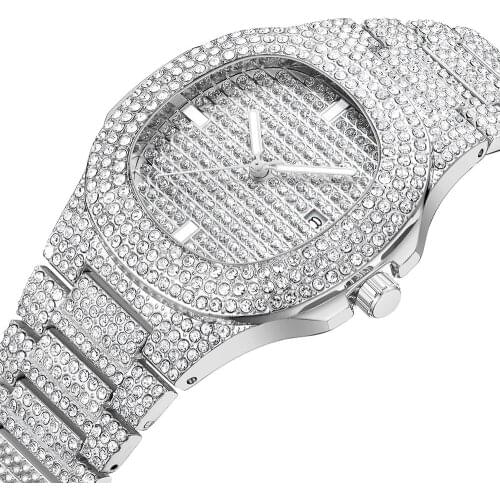 2021 Fashion Iced Out Watch Men Diamond Steel Hip Hop Mens Watches Top Brand Luxury Gold Clock reloj hombre relogio masculino