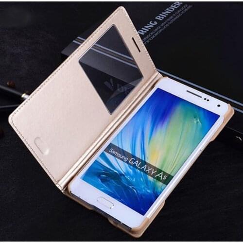 PU Leather Flip Cover Clear View Case For Samsung Galaxy A3 A5 A7 2015 2016 2017 A8 Plus 2018 Phone Sleeve