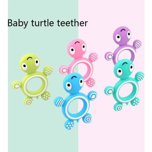 Baby Turtle Silicone Teether Safety Tortoise Infant Kids Food Grade Silicone Soother Teether Teething Pacifier Neckalce Pendent