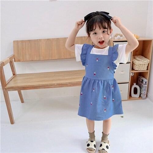 Kids Girls Korean Style Denim Dress