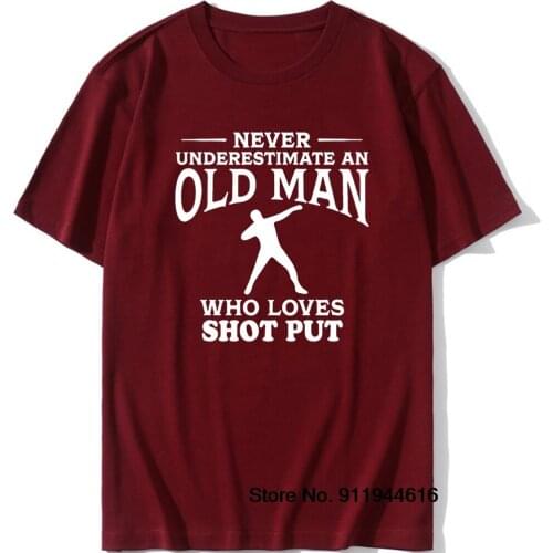 Never Underestimate An Old Man Loves Playing Shot Put T Shirt Streetwear Athletics Tops Tees Game Birthday Gift Short T-shirts