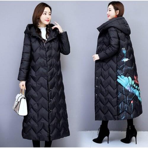 National Style Cotton Coat Female Winter Clothing Retro Chinese Style Thick Warm Design Hooded Cotton Clothing Invierno Z590