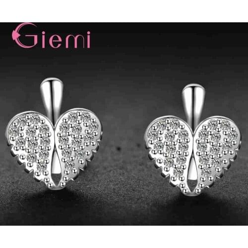 Good Quality New Arrivals Romantic Heart 925 Sterling Silver Crystals Stud Earrings For Bridal Women Wedding Brincos