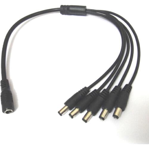 DC Power Splitter Cable 1 Female to 5 male cord Adaptor 1 to 5 DC 2.1mm For CCTV Camera