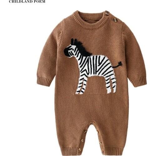 Baby Boy Romper Knitted Baby Clothes Newborn Zebra Baby Romper For Boy Autumn Winter Baby Jumpsuit Cotton Toddler Boys Jumpsuits