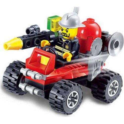 57pcs Kaizhi 8059 Fire Administration Aircraft Rescue Ladder Car Mini-particle Scene Building Block Toy Gifts