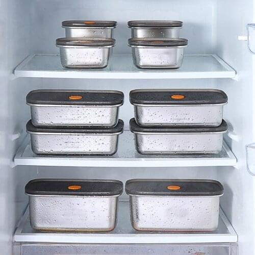 Stainless Steel Food Storage Box Refrigerator Sealed Fresh Box Multi-function Portable Bento Box Outdoor Picnic Crisper For Food