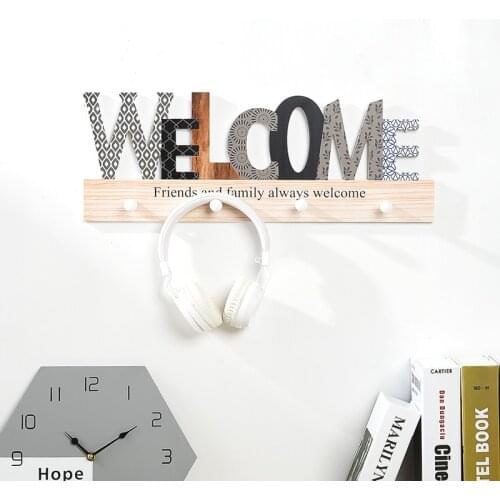 Creative Decorative Wall Hanger Hooks Coat Wood Key Hook Holder Wall Hanging Organizer Nordic Home Decoration for Living Room