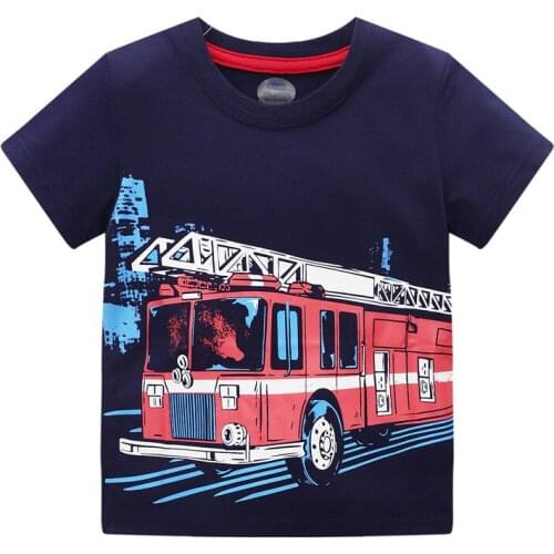 Jumping Meters Summer New Boys T shirts With Car Print Kids Cotton Clothes Baby Tops Tees For Childrens Wear