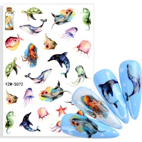 Cute Cartoon Sea Animals Stickers Cool Different Style Dogs Nail Sticker Animals Cute Pet Nail Supplies Party Kid Gift Decal