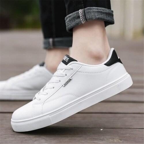 Mens PU Breathable Sneakers Outdoor Leisure Flat Comfort Mens Shoes White Trend Fashion Walking Shoes Zapatillas De Hombre
