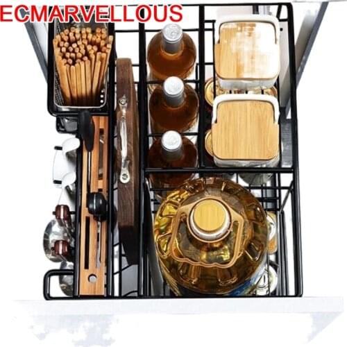 Para De Cosina Organizer Organizador Armario Rangement Cuisine Pantry Stainless Steel Cocina Rack Kitchen Cabinet Storage Basket