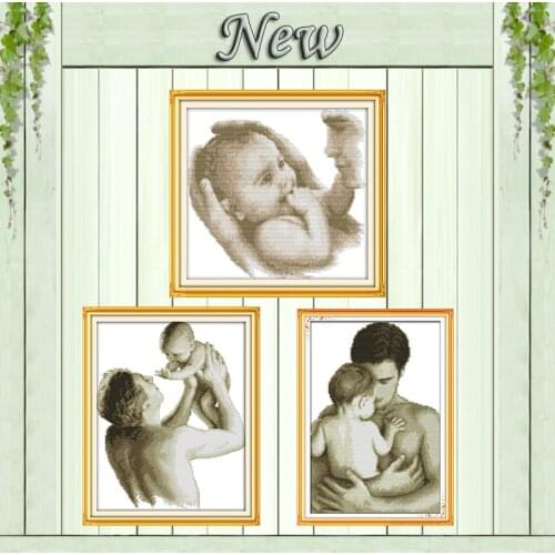 Paternal love angel baby father diy painting 11CT counted print on the canvas DMC chinese Cross Stitch kits 14CT needlework Sets