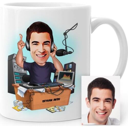 Personalized Mr Radio Broadcaster Cartoon White Mug Cup-1