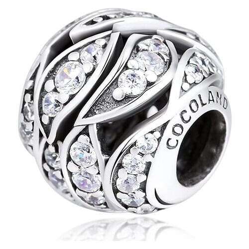 Fits for Pandora Charms Bracelets Dazzling Swirling Lines Beads 100% 925 Sterling Silver Jewelry Free Shipping