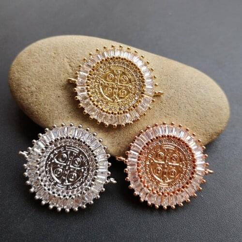 10pcs/lot 26mm AAA CZ San Benito Cross Pendant & Charms for Necklace Cross Charms for Gift