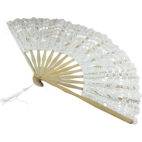 Portable Dancing Props Hand Fan Wedding Bamboo Bone Tassel Folding Lace Design Photography Hollowed Out Handmade Accessories #63