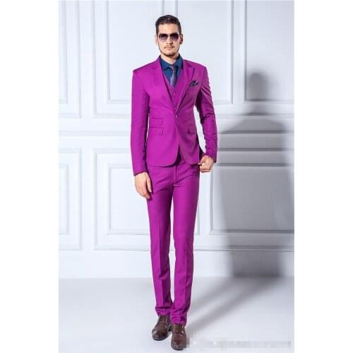 Latest Coat Pant Designs Purple Men Suit Tuxedo Groom Jacket Slim Fit 3 Piece Style Suits Custom Prom Party Blazer Masculino X45