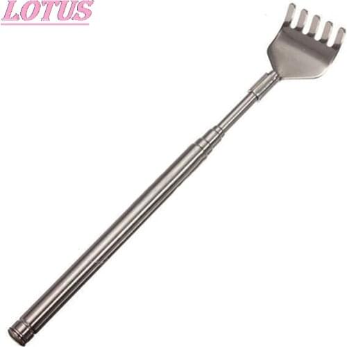 Rascador de espalda práctico de acero inoxidable, 1 unidad, Clip para rascar, bolsillo, masaje telescópico