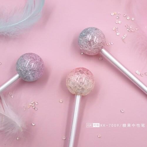 36pcs Creative stationery ice candy gel pen cute colorful black refill pen lollipop style for students 0.5mm