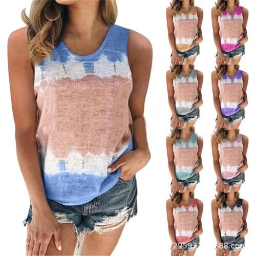 S-5XL Women Summer Plus Size Casual Tank Top Fashion Patchwork Print Sleeveless Top Female Oversize Slim Cotton Vest Pullovers