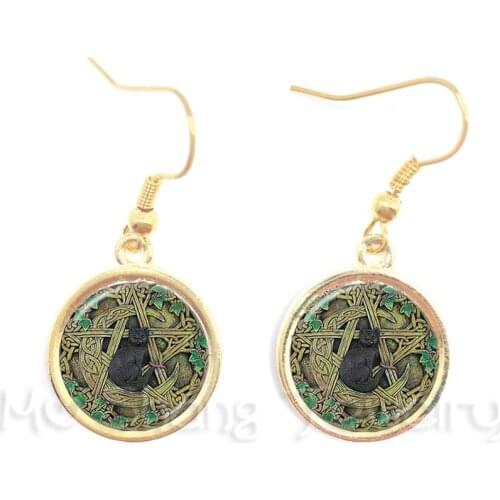 Lovely Cat Earrings 16mm Glass Dome Cabochon Animal Handmade Drop Earrings Jewelry For Women Girls Creative Gift Wholesale