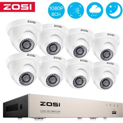 ZOSI 1080P AHD CCTV System 8CH Network TVI DVR 4PCS 1280TVL IR Weatherproof Home Security Camera System Surveillance DVR Kit