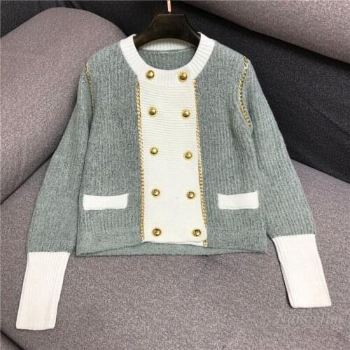 Chain Sweater Womens 2020 Autumn and Winter New Retro Long Sleeve Outer Match Knitted Cardigan Coat Trendy Top Female