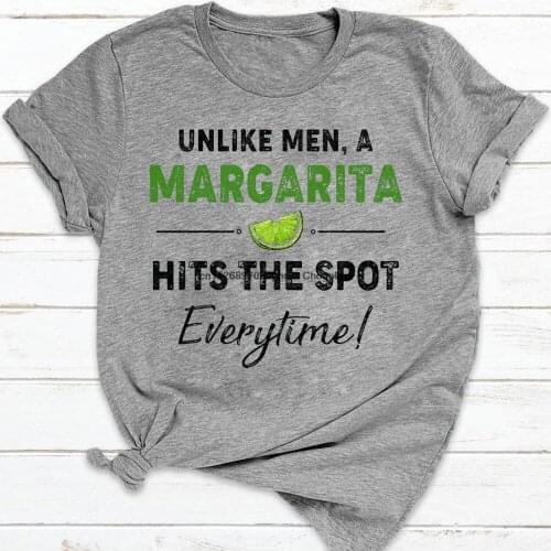 Unlike Men A Margarita Hits The Spot Everytime Funny Alcohol Drinking Cocktail T shirt