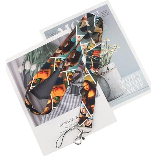 ZF2632 1pcs Fashion Oil Painting Art Neck Strap Lanyards ID Badge Card Holder Keychain Phone Gym Strap Webbing Necklace Gift