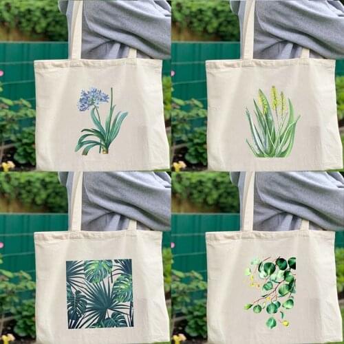 Tropical Plants Green Leaves Print Women Bag Totes Female Shoulder Bags Large Capacity Shopper Shopping Handbag Travel Beach Bag