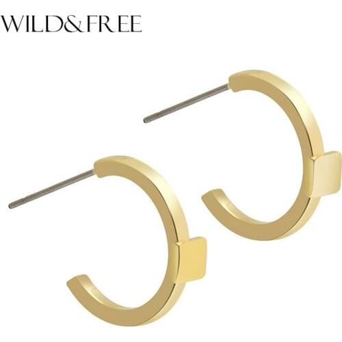 Women Fashion Minimalist Gold Open Stud Earrings Jewelry Simple Europe Trendy Style Earrings Gift For Lover