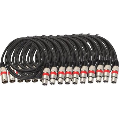 10pcs 3Pin 1.8m 5.9ft DMX Stage DJ Light Cable XLR Male to Female XLR Connector Adapter Wire Cord Audio Cables for Amplifier