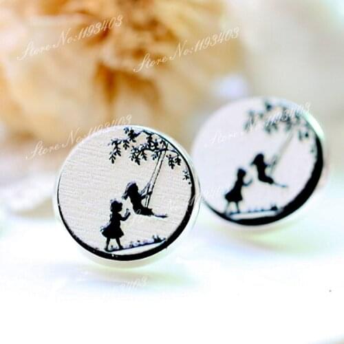 10pcs Unique 3D Embossed 16mm Round Coloured Drawing pattern Laser Cut wood Cabochon DIY for Rings, Earring,Brooch,Necklace