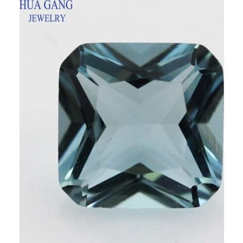 106# Blue Color Glass Gems Square Octangle Shape Princess Cut Loose Glass Beads Synthetic Gems For Jewelry Size 3x3~10x10mm