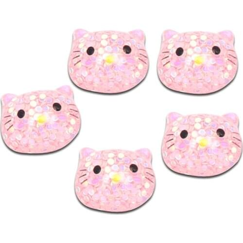 16x14mm Resin Mixed Glitter Cat Shape Decoration Crafts Flatback Cabochon Embellishments Scrapbooking DIY Accessories