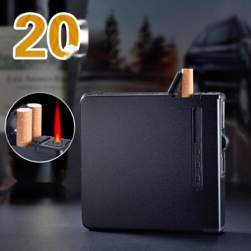 Aluminum Alloy Automatic Cigarette Lighter 20 Pack Cigarette Box Ultra Thin One Portable Creative Windproof Cigarette Box