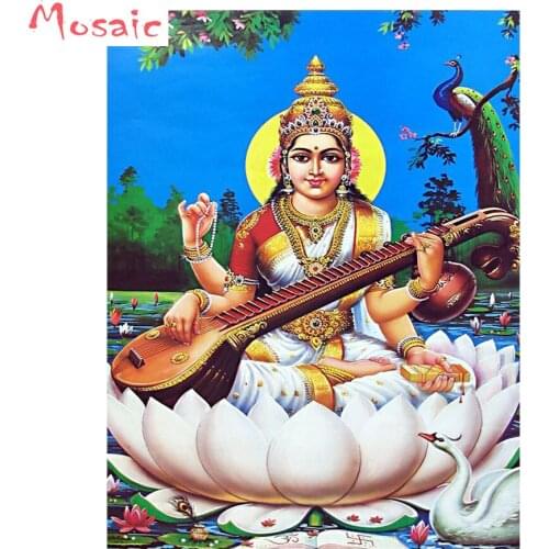 Diy custom Photo Diamond Painting Goddess Saraswati 5d Diamond Painting Full Round/Square Embroidery Cross-stitch Home Decor,art