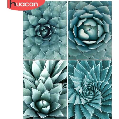 HUACAN Diamond Painting New Arrival Succulents Flower Full Square/round Diamond Mosaic Floral Embroidery Home Decor