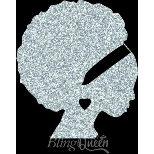BlingQueen 12PCS/LOT Iron On Hot Fix Korean Glitter Vinyl Transfers Afro Design, Colors and Sizes can be customized