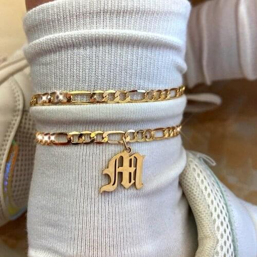 A-Z Letter Initial Anklets Bracelet For Women Gold Color Alphabet Anklet Boho Summer Beach Barefoot Foot Jewelry Gift