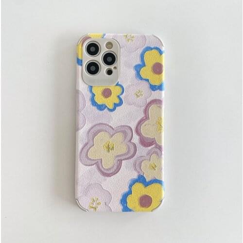 Oil Painting Yellow Flower Case for iPhone 12 Pro Max Back Phone Cover for 12 Mini 11Pro Max X XS XR 8 7 Plus SE 2020 Capa