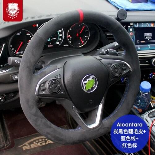 For Buick Regal GS Larcosse envision Verano Excelle Enclave Encore Real Alcantara steering wheel cover Suture hand-stitch grip