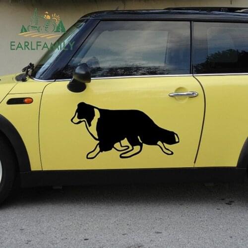 EARLFAMILY 2x Pet Animals Mans Friend Scotland Border Collie Dog Car Sticker Truck SUV Kayak Canoe Car Cover JDM Vinyl Decal