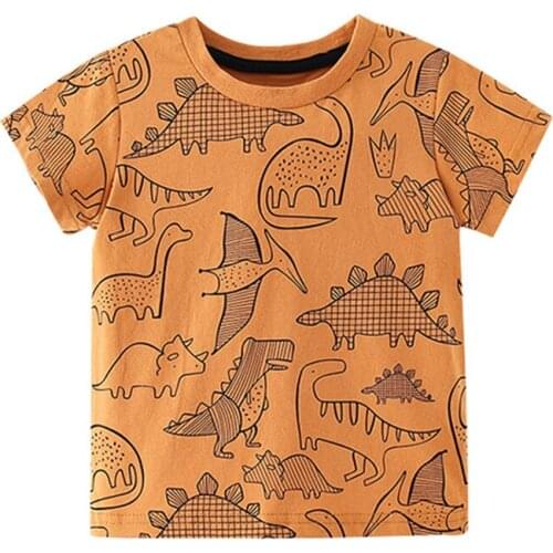 Jumping Meters New Summer Dinosaur T shirts For Boys Girls Fashion Animals Print Hot Selling Cotton Baby Tees Tops Childrens