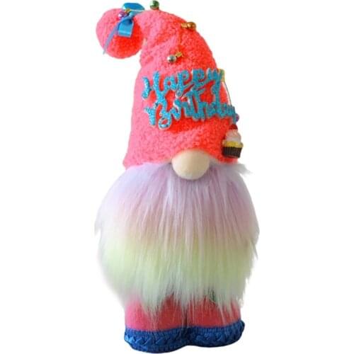 Happy Birthday Gnome Plush Decor Cake Gift Box Tomte Nisse Swedish Elf Home Farmhouse Kitchen Decorations