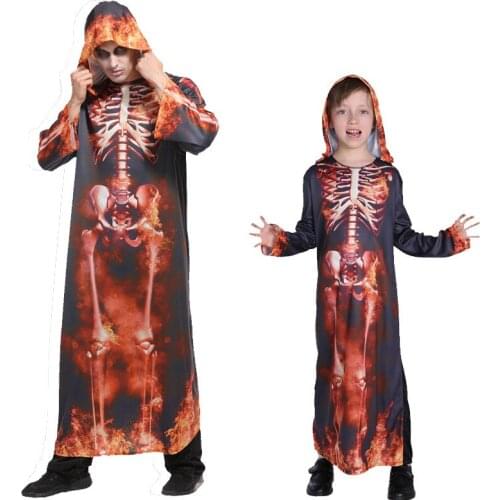 Halloween horror kid skeleton costumes boys girls adult men children party anime fancy dress ghost vampire demon Purim robe